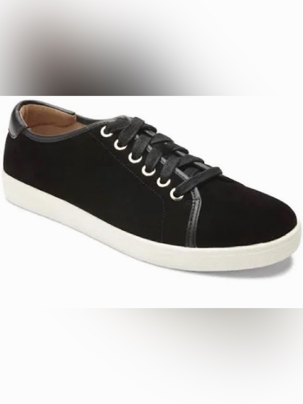 Vionic Brinkley Suede Black and White Sneakers Size 7.5